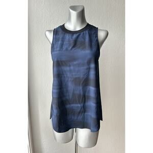 Athleta Sleeveless Navy Tank Top XS Blue Black Tie-Dye Look Lightweight Active